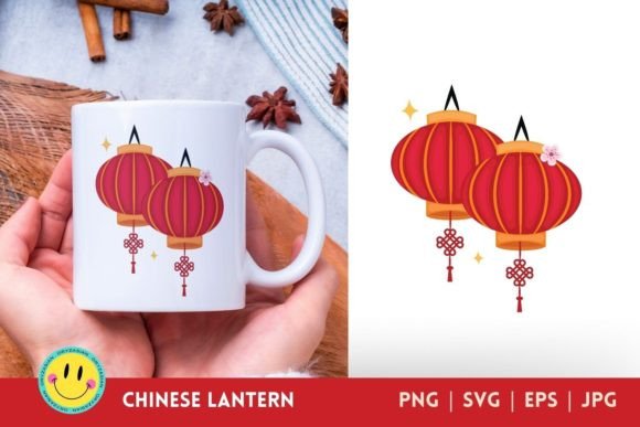 Chinese New Year Lantern Illustration: A Vibrant Graphic Design Asset for Crafts and Branding