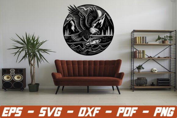 Eagle Catching Fish SVG: A Bold Graphic for Crafts and Graphics Enthusiasts