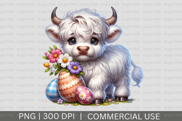 Easter Highland Cow PNG Clipart: A Versatile Graphic for Crafts and Seasonal Projects