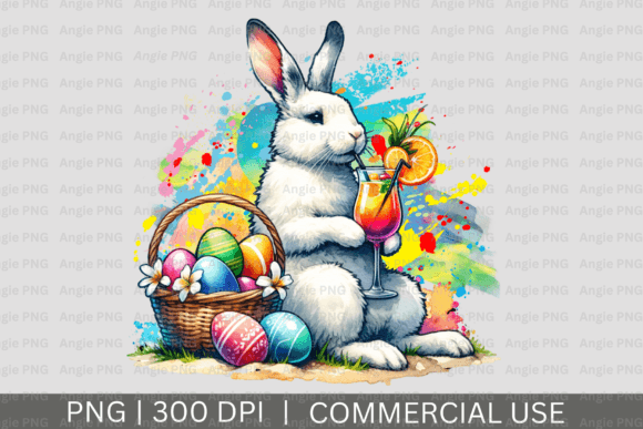 Easter Watercolor Bunny PNG: A Vibrant Graphic for Crafts and Creative Projects