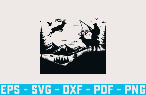 Funny Dad Winter Hunting Silhouette File: A Unique Graphic Design Asset for Crafts & Branding