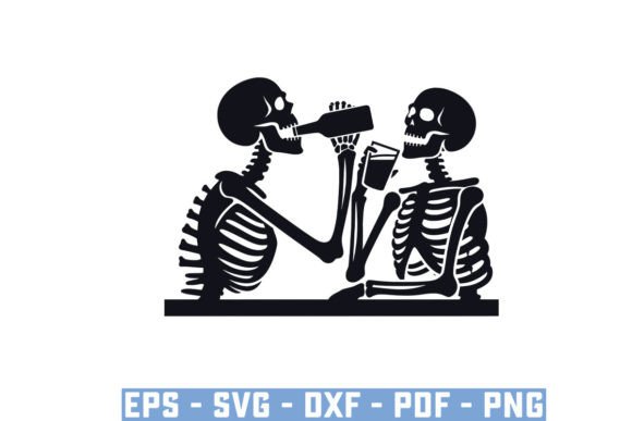 Funny Drinking Skeleton Skull SVG Files: A Playful Graphic Design Asset for Creative Projects