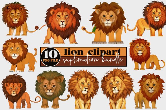 Lion Clipart Sublimation Bundle: A Graphics Asset for Crafts and Creative Publishing