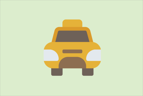 Modern Taxi Front View Icon Graphic: A Versatile Freebie for Creative Projects