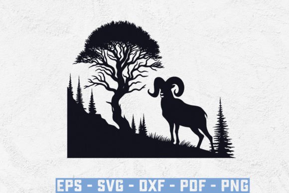 Mountain Big Horn Sheep Silhouette SVG for Crafts and Graphics