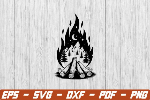 Mountain Bonfire SVG, Cold Summer Nights — A Graphic Design Asset for Crafts and Creative Projects