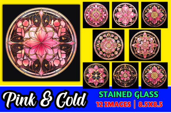 Pink Gold Stained Glass Graphics: A Vibrant Background for Creative Projects