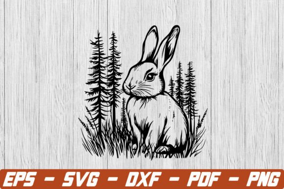 Rabbit with Trees and Grass SVG: A Versatile Graphic for Crafts