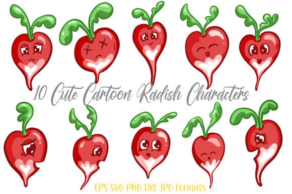 Radish Vegetable Cartoon Kawaii SVG PNG: A Cute Graphic for Handmade Creations