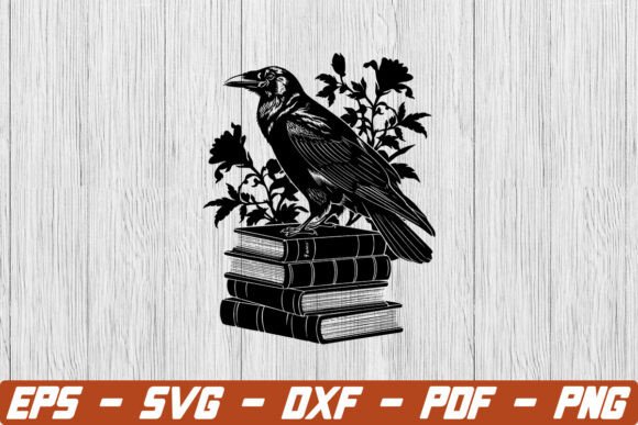 Raven on a Stack of Books SVG – A Versatile Graphic for Crafters