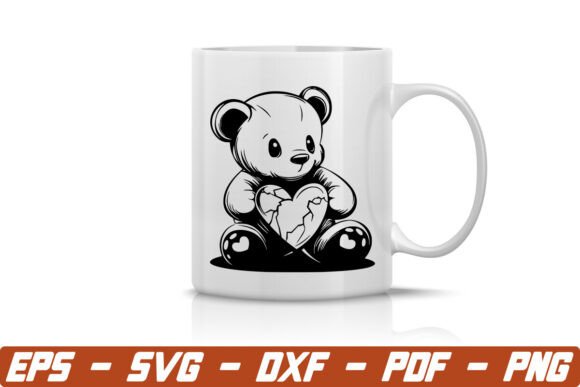 Teddy Bear Holding a Broken Heart SVG for Crafts and Graphics