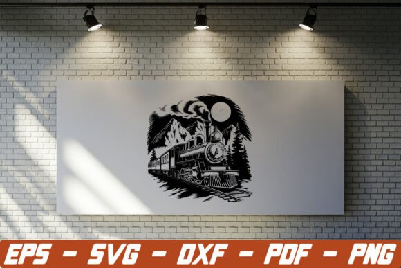 Train Mountain Scen SVG: A Creative Graphic Design Asset for Crafts and Branding