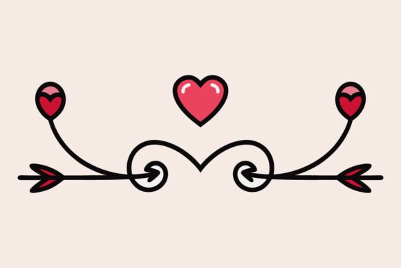 Valentines Day Heart Swirls Flourish for Graphics and Decorative Elements