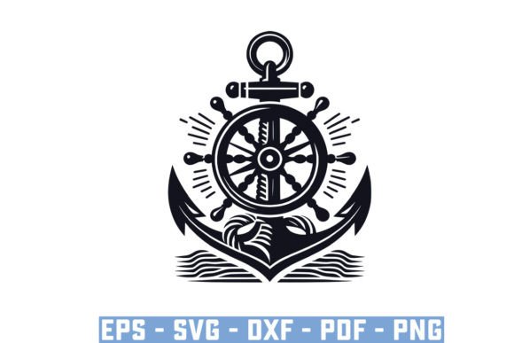 Vintage Anchor and Steering Wheel SVG for Crafts and Graphics