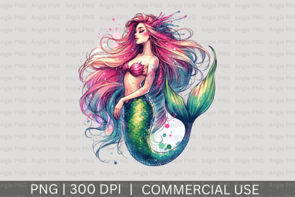 Watercolor Pastel Mermaid PNG Clipart for Crafts and Graphics
