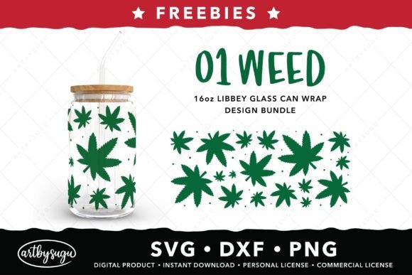 Weed Libbey Glass Can Wrap SVG Freebies for Creative Publishing